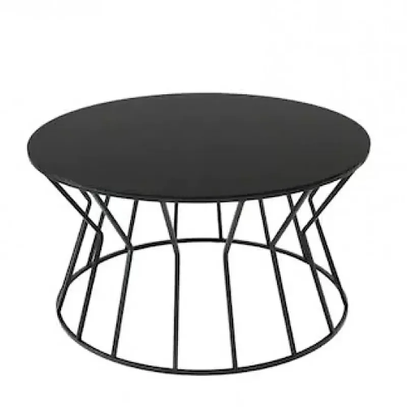 Masuta cafea rotunda AY&Me, Blat de sticla negru, 80 cm, Negru - Studiocasa.ro