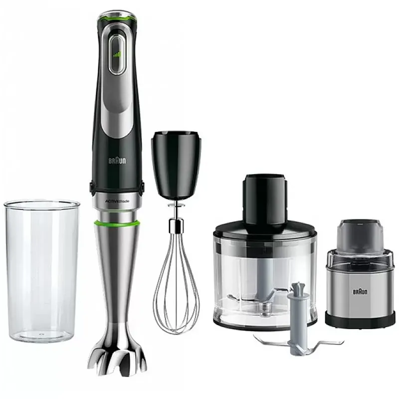 Mixer vertical Braun MQ9138XI, 1200 W, Pahar gradat 0.6 l, Tocator 0.5l, Tel, Rasnita, viteza variabila, Negru - Studiocasa.ro