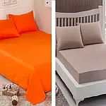 Pachet De 2 Set-Uri De 3 Piese Yuny Mally Home, 100% Bumbac, Cearceaf Pat Dublu Cu Elastic 160X200 Cm Si Doua Fete De Perna 50X70Cm Orange+ Bej - Studiocasa.ro