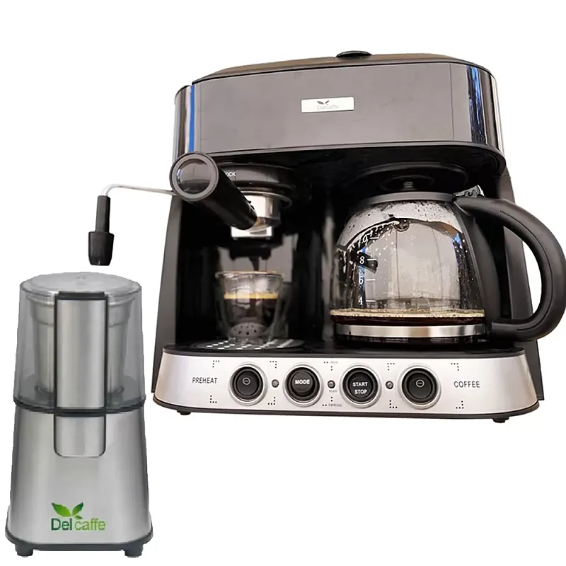 Pachet Espressor DelCaffe 3 in 1 Coffe Shot, 15 bari, 1850W, 1.25 l, Functie spumare, Inchidere automata, Negru+ Rasnita Del Caffe Grind Master, 220W, 60G - Studiocasa.ro
