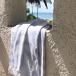 Prosop de plaja/hamam, NICOL DA RE , Relax Collection , model alb  cu dungi Baby Blue  si franjuri, 100cm * 180  cm, bumbac 100% - Studiocasa.ro