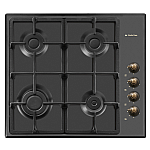 Plita Rustica Gaz, Incorporabila, 4 Arzatoare gaz, Studio Casa Dolce Vita PDV60 Nero, Gratare fonta, Aprindere electrica, Valve de siguranta, Negru - Studiocasa.ro