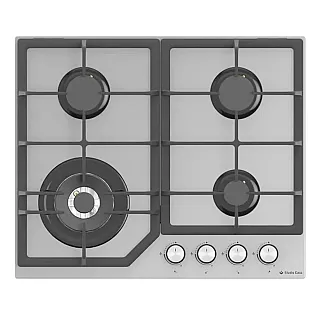 Plita incorporabila Studio Casa PG660 Parma Glass Grey, 4 arzatoare gaz, Wok, 2 gratare fonta, Aprindere electrica, Sticla gri