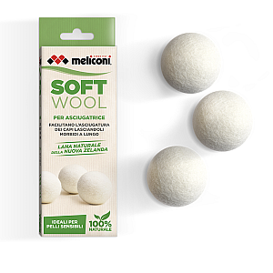 Set 3 mingii 100% din lana pentru uscare, Meliconi , Soft Wool