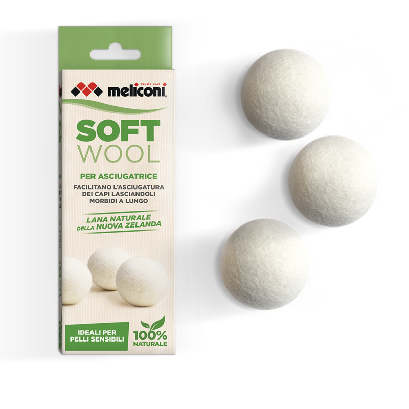 Set 3 mingii 100% din lana pentru uscare, Meliconi , Soft Wool