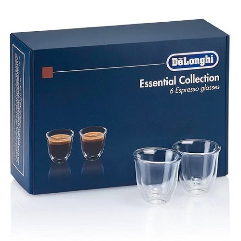 Set 6 Pahare Espresso Delonghi Essential Collection, 6X60Ml, Sticla Termorezistenta, Transparente, Perete Dublu