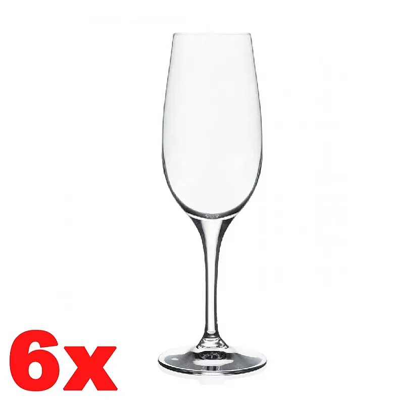 Set 6 Pahare Sampanie Cu Picior, Daily Rcr - 18Cl - Sticla Cristalina - Luxion - Studiocasa.ro