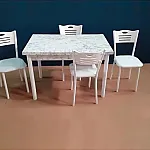 Set Bucatarie/Dining Masa Extensibila Polo Marmo + 4 Scaune Polo Piele Ecologica White - Studiocasa.ro