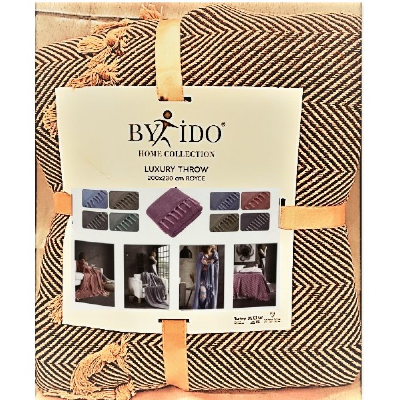 Patura cu franjuri 100% bumbac, ocru, galben muștar, 200x230cm - Studiocasa.ro