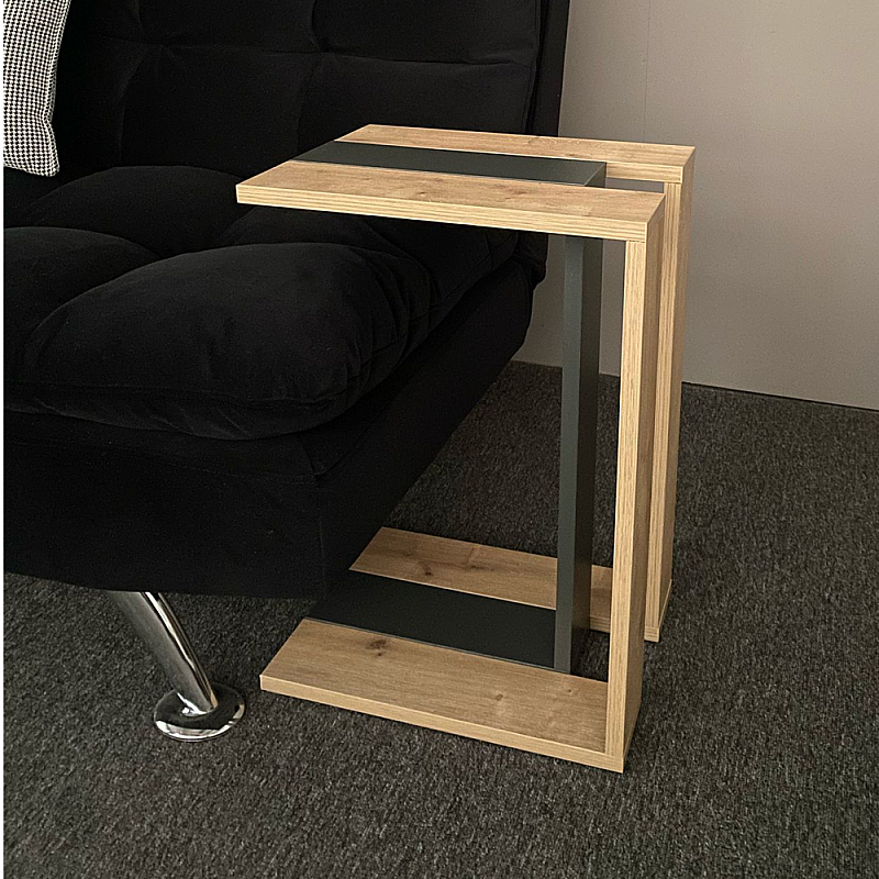 Masuta cafea laterala, Studio Casa, din lemn, Nuc/ Negru - Studiocasa.ro