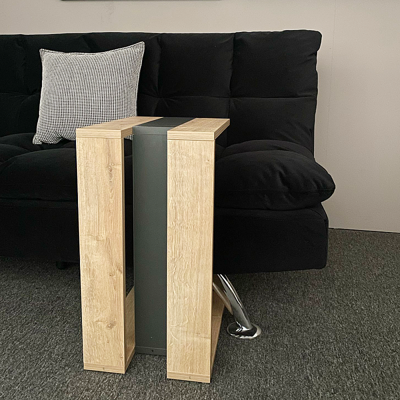 Masuta cafea laterala, Studio Casa, din lemn, Nuc/ Negru - Studiocasa.ro