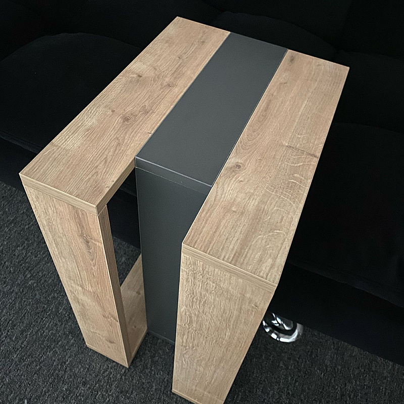 Masuta cafea laterala, Studio Casa, din lemn, Nuc/ Negru - Studiocasa.ro