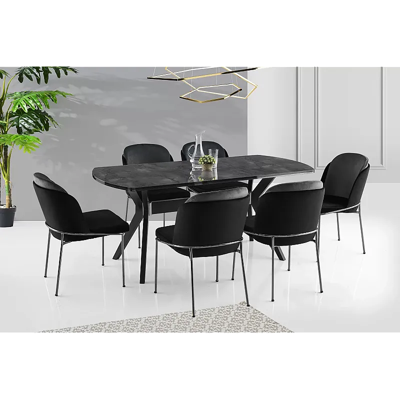 Masa Dinning ARES, Smart Living, Studio Casa, 180x90 cm, blat imitatie marmura - Studiocasa.ro