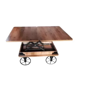 Masa modulara Coffee & Dining Marova Wheel Natural Studio Casa, 90 x 60 cm, extinsa 120 x 90 cm, Design industrial Masa modulara Coffee & Dining Marova Wheel Natural Studio Casa, 90 x 60 cm, extinsa 120 x 90 cm, Design industrial