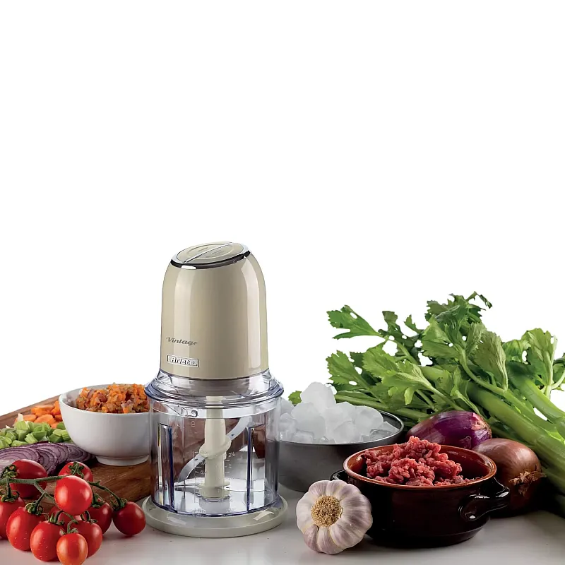Tocator legume Ariete Vintage 438/03, Inox, 600ml, 400W, 2 viteze, 4 lame, Cream/Beige - Studiocasa.ro