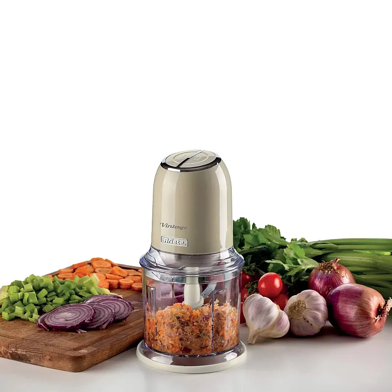 Tocator legume Ariete Vintage 438/03, Inox, 600ml, 400W, 2 viteze, 4 lame, Cream/Beige - Studiocasa.ro