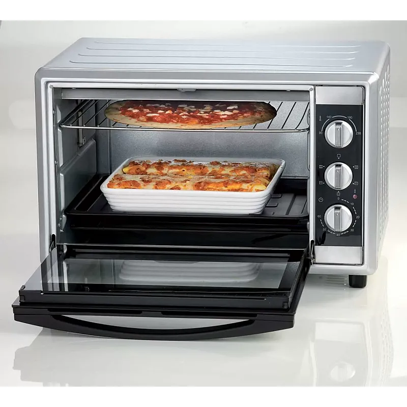 Cuptor electric Ariete 986, 1800 W, 45l, 6 pozitii de gatire, Ventilatie, Rotisor, Timer, Geam dublu, Accesorii incluse, Argintiu - Studiocasa.ro