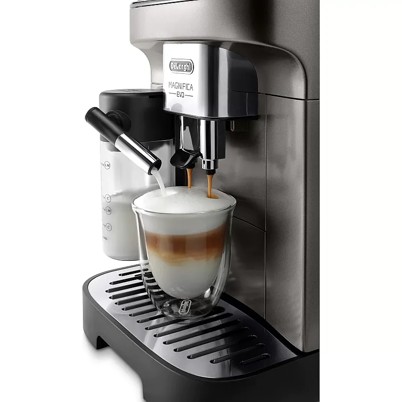 Espressor cafea automat DeLonghi Magnifica Evo ECAM 290.81.TB, Carafa pentru lapte, Sistem LatteCrema, Rasnita cu 13 setari, 1,8l, 15 bar, 1450W, Negru/Argintiu - Studiocasa.ro