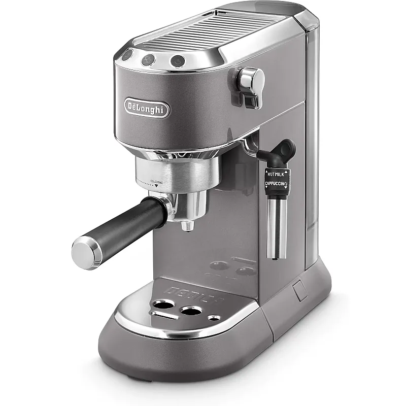 Espressor manual De’Longhi Dedica EC 785.GY, 1300 W, 1.1 L, 15 bari, Tamper si Cana inox Gray - Studiocasa.ro