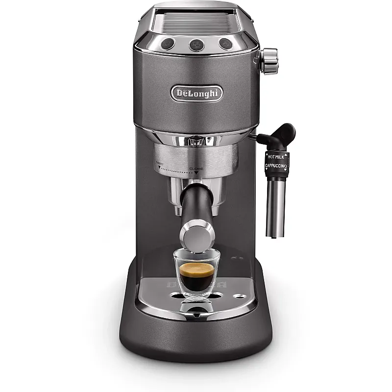 Espressor manual De’Longhi Dedica EC 785.GY, 1300 W, 1.1 L, 15 bari, Tamper si Cana inox Gray - Studiocasa.ro