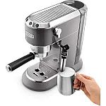 Espressor manual De’Longhi Dedica EC 785.GY, 1300 W, 1.1 L, 15 bari, Tamper si Cana inox Gray - Studiocasa.ro