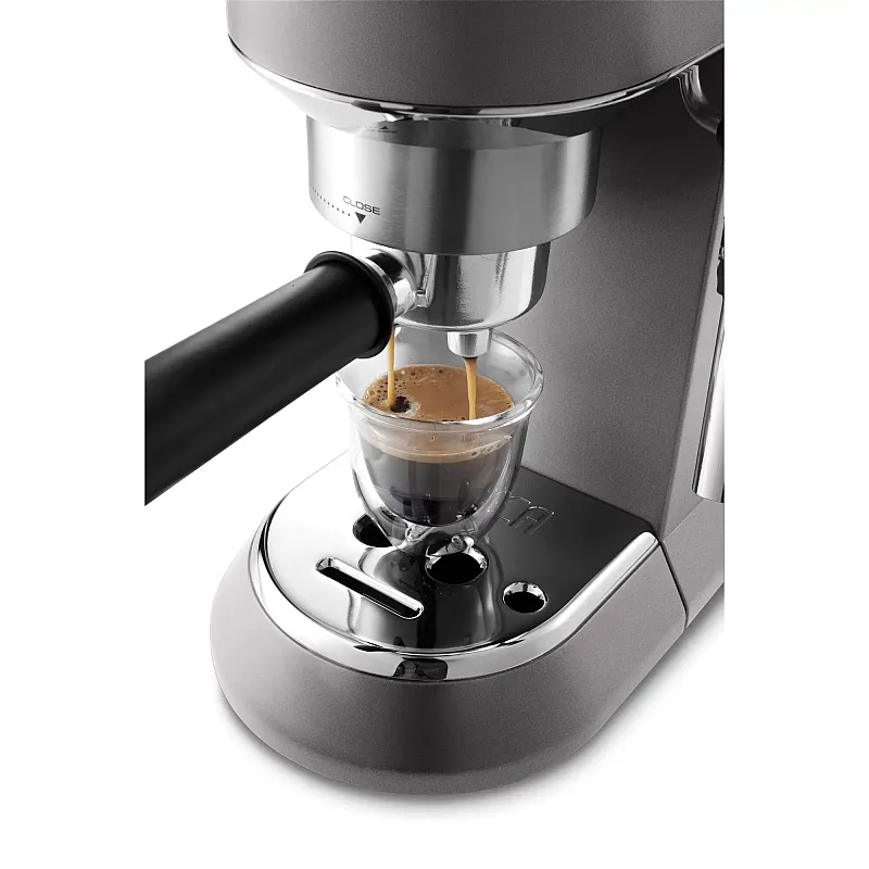 Espressor manual De’Longhi Dedica EC 785.GY, 1300 W, 1.1 L, 15 bari, Tamper si Cana inox Gray - Studiocasa.ro
