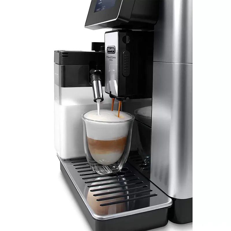 Espressor cafea automat De’Longhi PrimaDonna SOUL ECAM 610.55.SB, Carafa pentru lapte, Sistem LatteCrema, Rasnita cu tehnologie Bean Adapt, Coffee Link App, 1450W, 19 bar,2.2 l, Negru - Argintiu - Studiocasa.ro