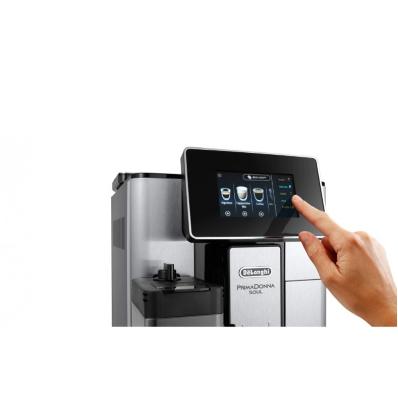 Espressor cafea automat De’Longhi PrimaDonna SOUL ECAM 610.74.MB, 1450W, 19 bar, 2.2 l, LatteCrema System, Argintiu Negru