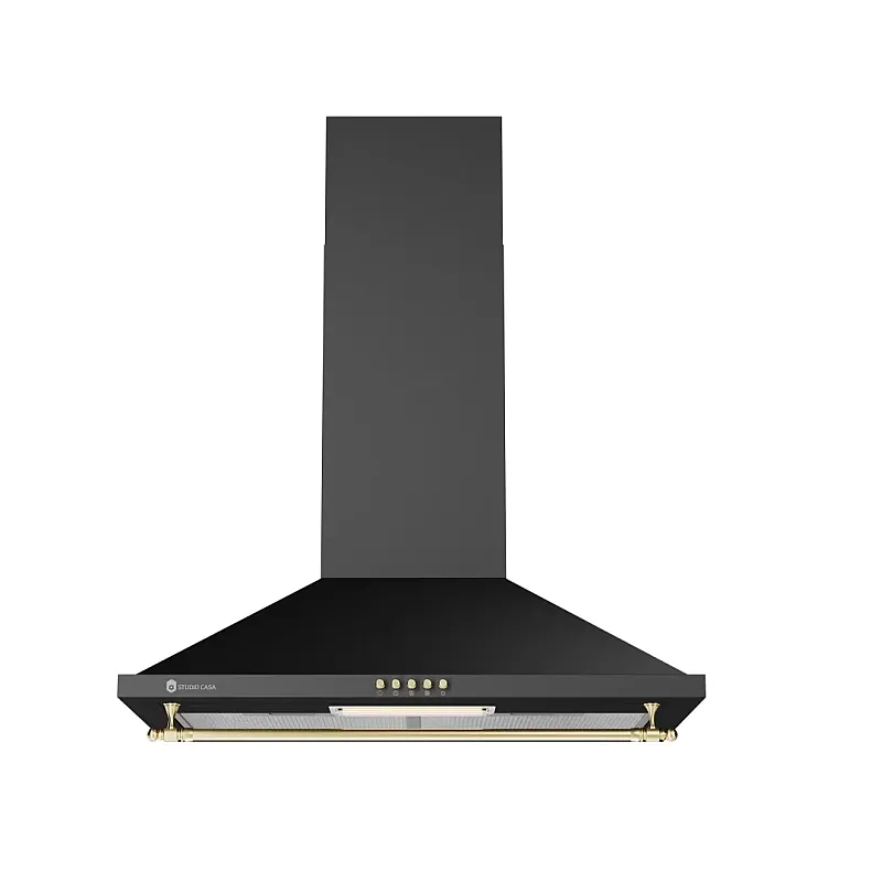 Hota decorativa Studio Casa Onda Retro Black, 1 motor turbo, 3 viteze, finisaje bronz antichizat, Antracit - Studiocasa.ro