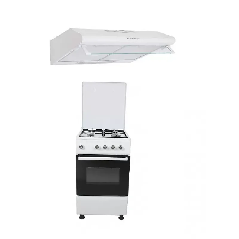 Pachet Aragaz clasic, 4 ochiuri gaz, cuptor gaz, 50x50cm, Studio Casa GALAXY, Alb cu Hota clasica Studio Casa Olymp 60 cm Wh, 2 motoare - Studiocasa.ro