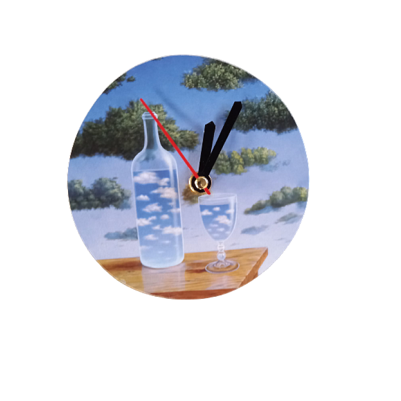 Ceas de perete fara rama BOTTLE&GLASS, diametru 12,5 cm x 0.5 cm, suport magnetic - Studiocasa.ro