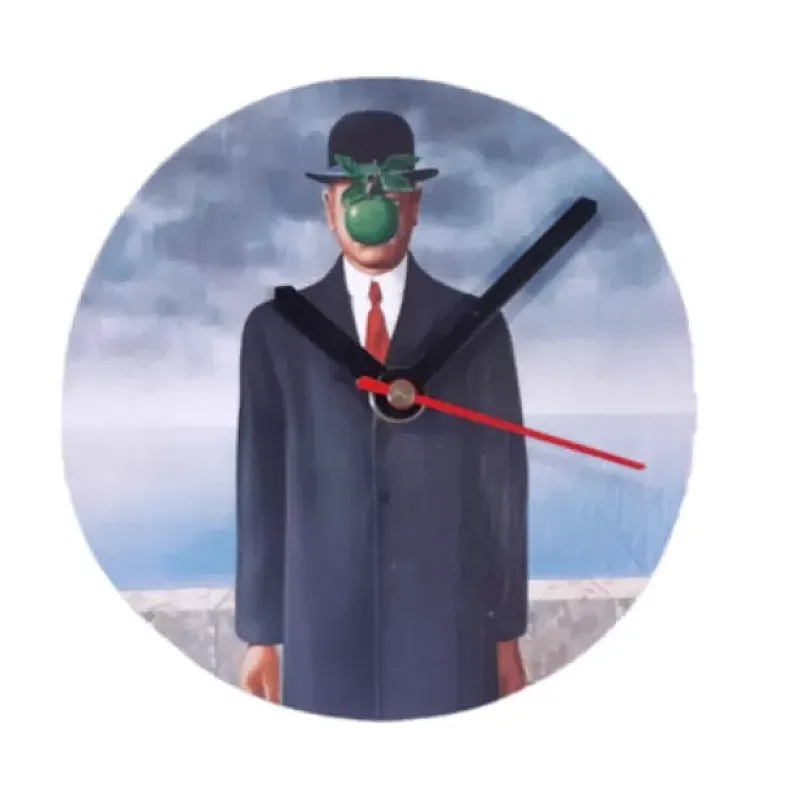 Ceas de perete fara rama SHERLOCK HOLMES - APPLE, diametru 12,5 cm x 0.5 cm, suport magnetic - Studiocasa.ro