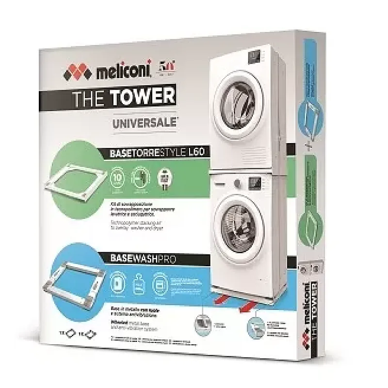 Kit 2 in 1 universal de suprapunere a masinii de spalat si a uscatorului de rufe, Meliconi , The Tower - Studiocasa.ro