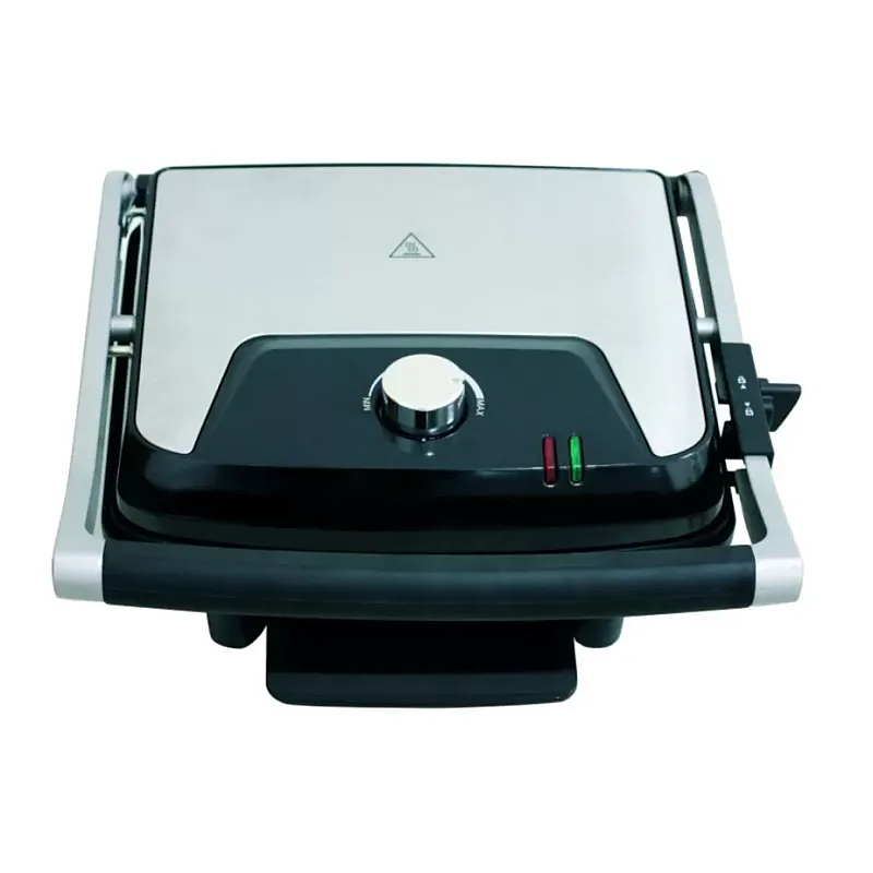 Gratar electric Studio Casa Panini & Grill SC2128, tava scurgere detasabila, 2000 W, deschidere mare, termostat, Negru/Argintiu - Studiocasa.ro