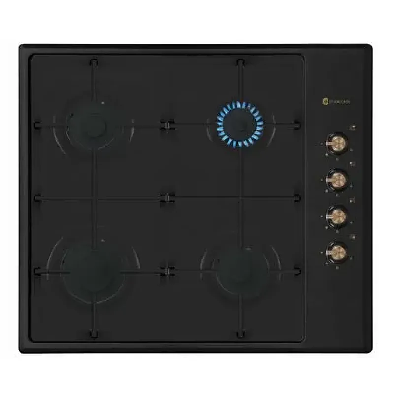 Pachet rustic incorporabil cuptor electric, plita gaz si hota decorativa Dolce Vita Black Studio Casa, Clasa energetica A, 6 functii, Grill, Ventilator, Gratare fonta, 1 motor turbo, Negru - Studiocasa.ro