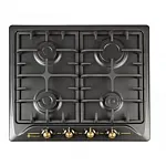 Pachet incorporabil cuptor electric, plita gaz si hota decorativa Umbria Retro Black Studio Casa, Clasa A, 6 functii, Gratare fonta, 1 motor turbo, Negru - Studiocasa.ro