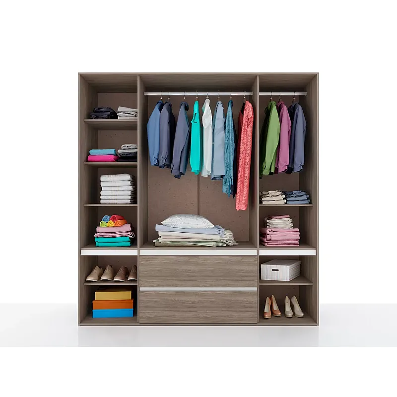 Dormitor set: Pat 169.5x213x101 cm, Dulap cu oglinda si LED 200x53x211 cm, Noptiere 45x36x41 cm, Comoda 70x46x74 cm, Culoare stejar - alb - Studiocasa.ro