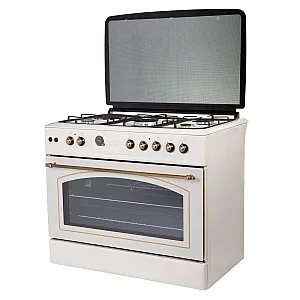 Resigilat Aragaz rustic 4 arzatoare gaz+ 1 ochi electric,Cuptor gaz, 90 cm, Studio Casa Avena, FE90/60, rotisor, grill, gratare fonta