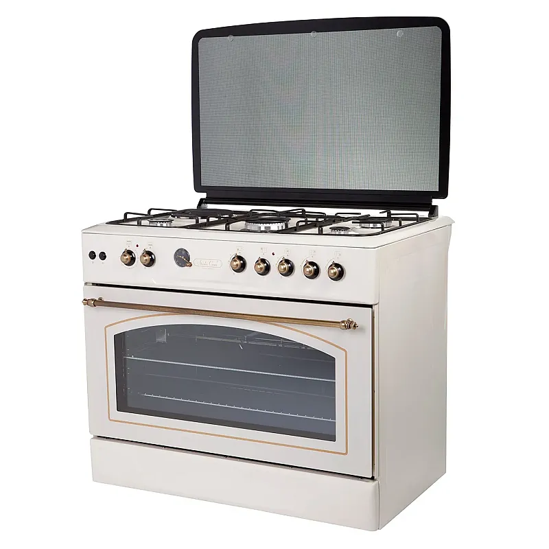 Resigilat Aragaz rustic 4 arzatoare gaz+ 1 ochi electric,Cuptor gaz, 90 cm, Studio Casa Avena, FE90/60, rotisor, grill, gratare fonta - Studiocasa.ro