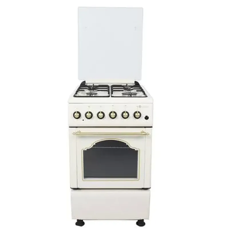 Resigilat Aragaz rustic Studio Casa Rustik 4G 50/60 cm, Cuptor gaz, 4 arzatoare gaz , Grill electric, Aprindere electrica, Valve siguranta, Crem - Studiocasa.ro