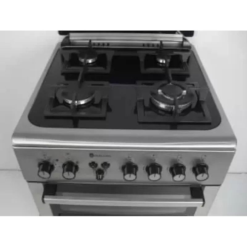 Aragaz mixt 4 arzatoare gaz, 2 cuptoare: Cuptor electric + Cuptor gaz, 60x60cm, Studio Casa Duetto FM60/60 cm., Ventilator, Aprindere electrica, Inox/ Sticla neagra - Studiocasa.ro