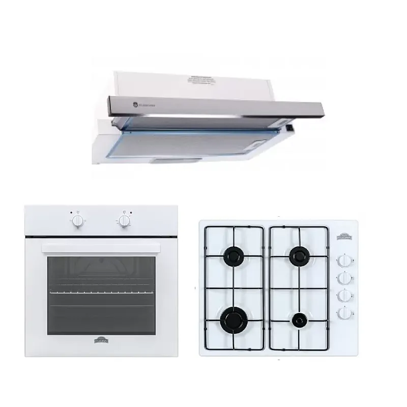 Pachet Cuptor Electric Fe603 White, Nuova Cucina + Plită Încorporabilă Pe Gaz Pg60 White, Nuova Cucina +Hota  Telescopica Lean Roma - Studiocasa.ro