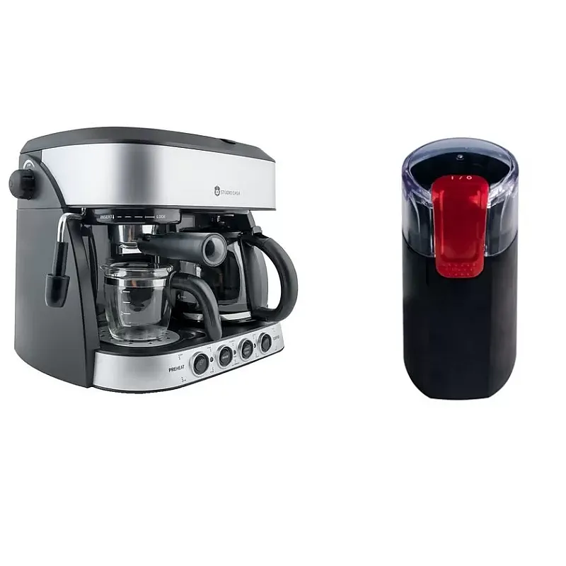Pachet Espressor Studio Casa 3 in 1 Di Mattino SC425, 15 bari, 1.25 l, Functie spumare, Inchidere automata, Negru + Rasnita cafea CG9101B - Studiocasa.ro
