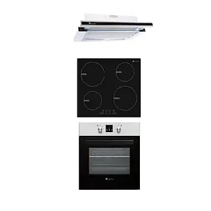 Pachet Incorporabil Lux Fortuna Studio Casa: Cuptor Electric + Plita Inductie + Hota Telescopica , 65 L, Grill, Clasa A, Negru / Inox