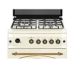 Pachet Aragaz Rustic Studio Casa Sienna Fe60/60G + Hota Onda Beige, Rotisor, Cuptor Pe Gaz, 4 Arzatoare Gaz, Grill Gaz, Ventilator, Gratare Fonta, 60 Cm, Culoare Crem - Studiocasa.ro