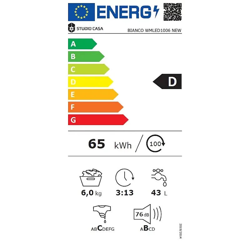 Masina De Spalat Rufe Studio Casa, Bianco Wmled1006 New, 6 Kg, 1000 Rpm, Clasa Eficienta Energetica D, Alb - Studiocasa.ro