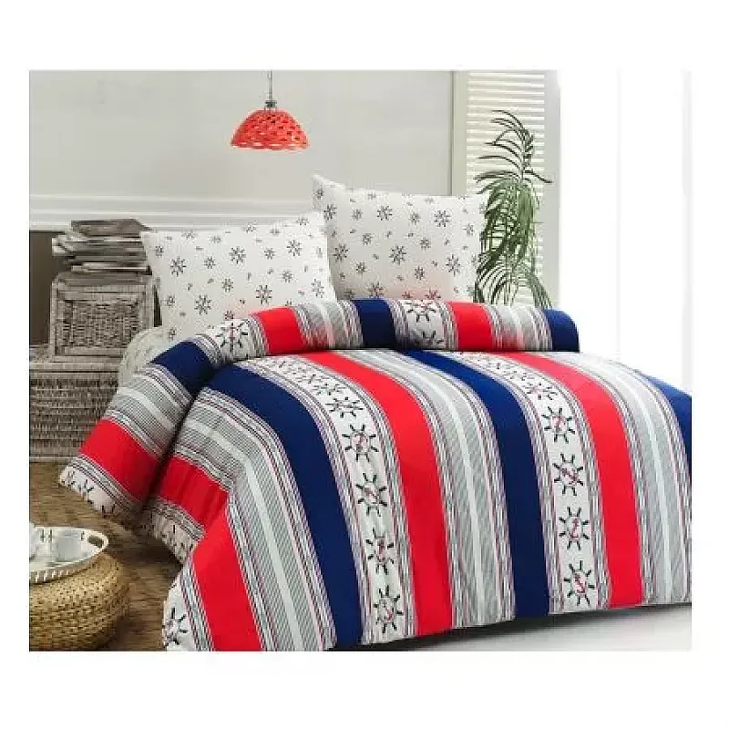 Lenjerie de pat dublu, Bumbac Ranforce, Mally Home Aqua Marine Red, 220x240 cm - Studiocasa.ro