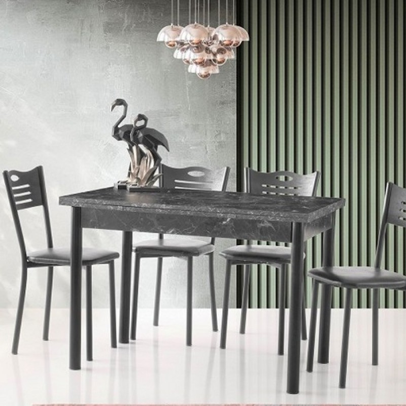 set masa cu scaune culoare neagra