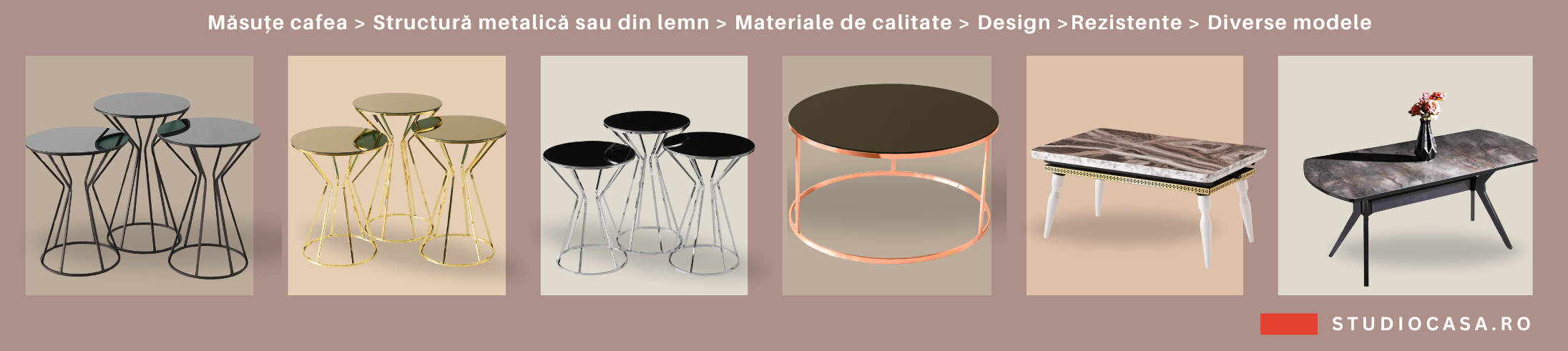 masute cafea metalice cu blat sticla sau din marmura