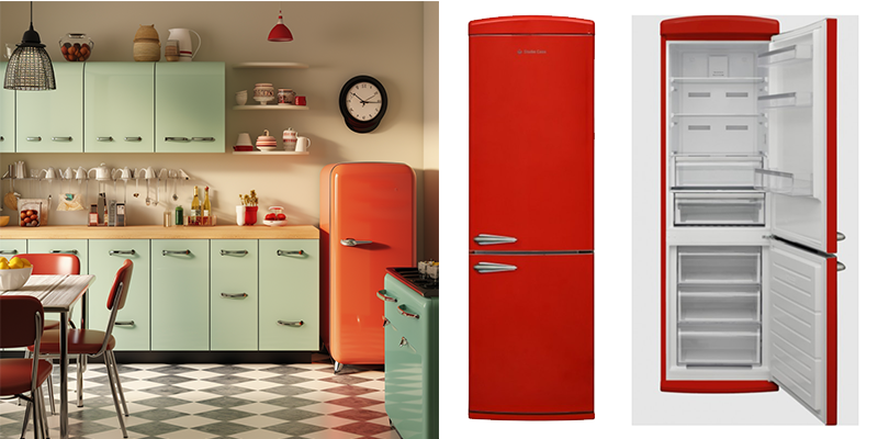 bucatarie vernil cu frigider retro 